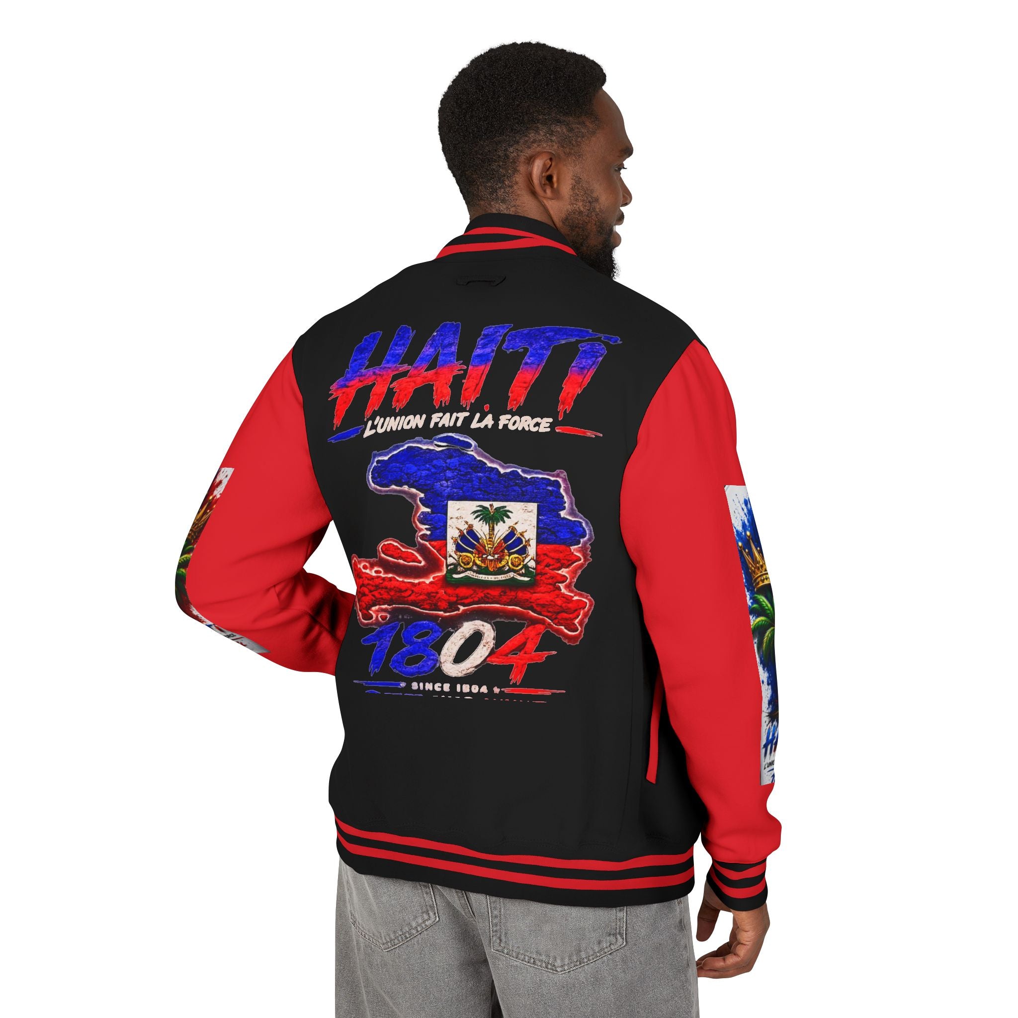 Letterman Jacket — Haiti Map & Flag 1804 Vintage Varsity Jacket