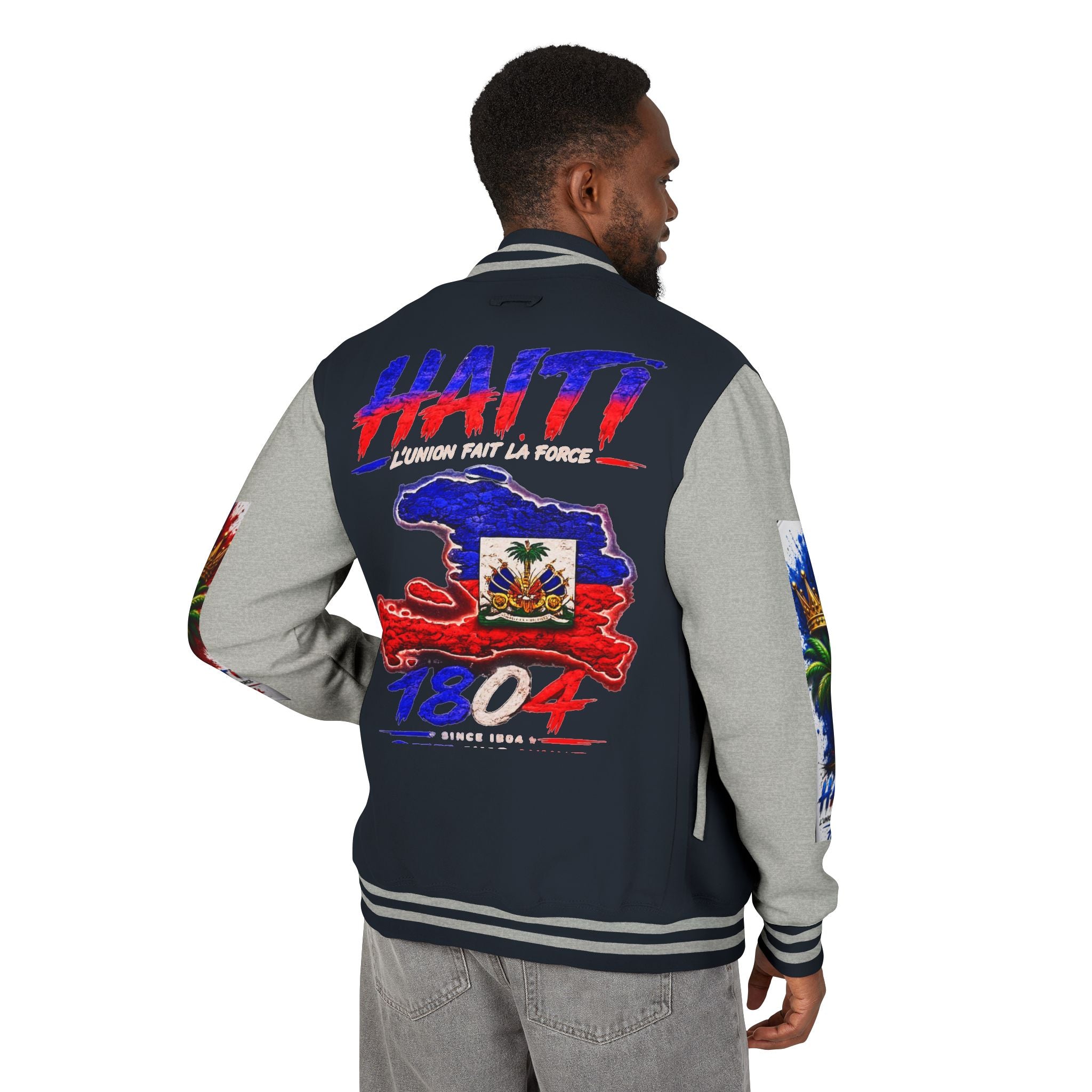 Letterman Jacket — Haiti Map & Flag 1804 Vintage Varsity Jacket