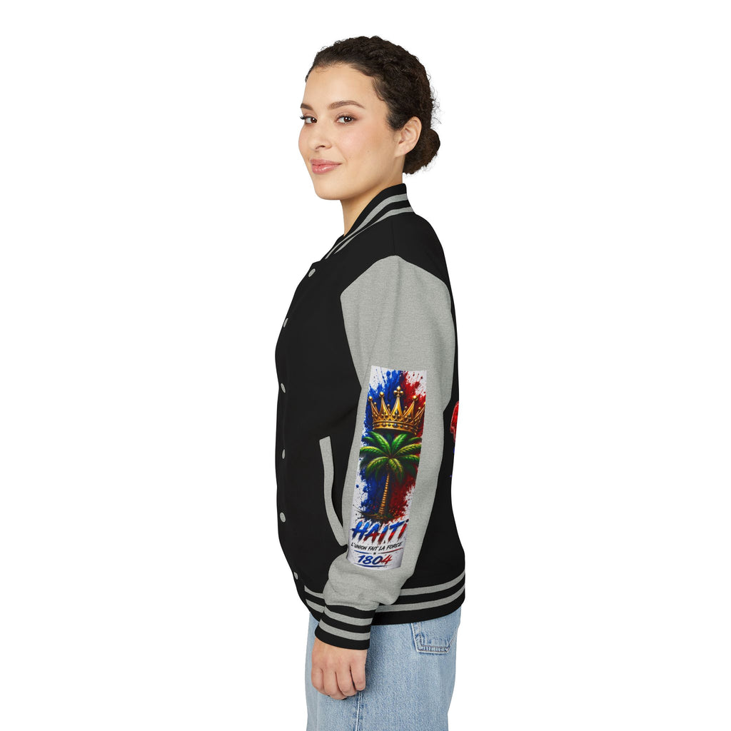 Letterman Jacket — Haiti Map & Flag 1804 Vintage Varsity Jacket