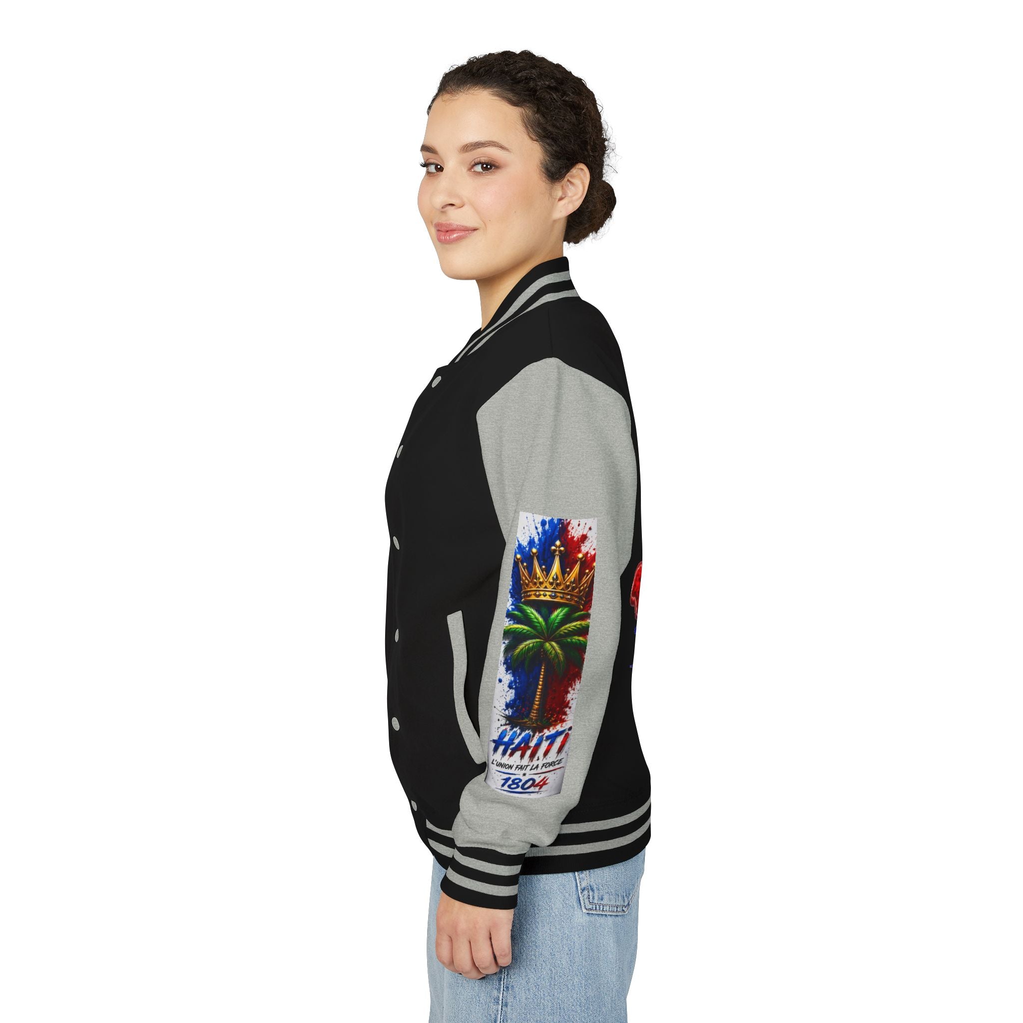 Letterman Jacket — Haiti Map & Flag 1804 Vintage Varsity Jacket