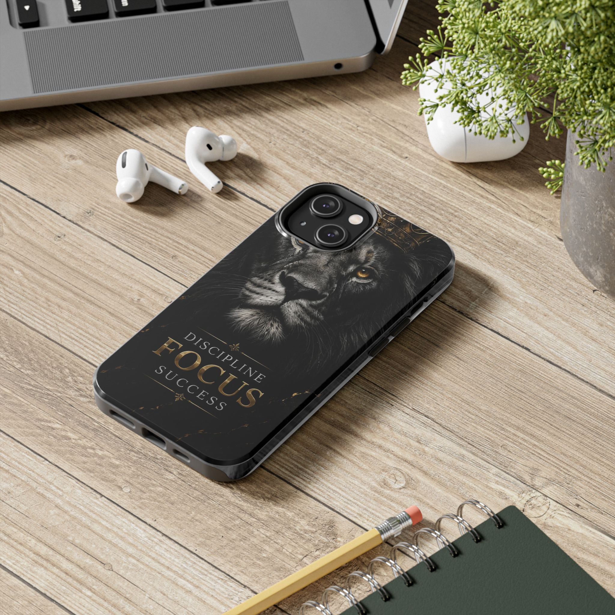 Lion 'Discipline Focus Success' Tough Phone Case