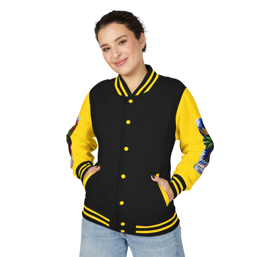 Letterman Jacket — Haiti Map & Flag 1804 Vintage Varsity Jacket