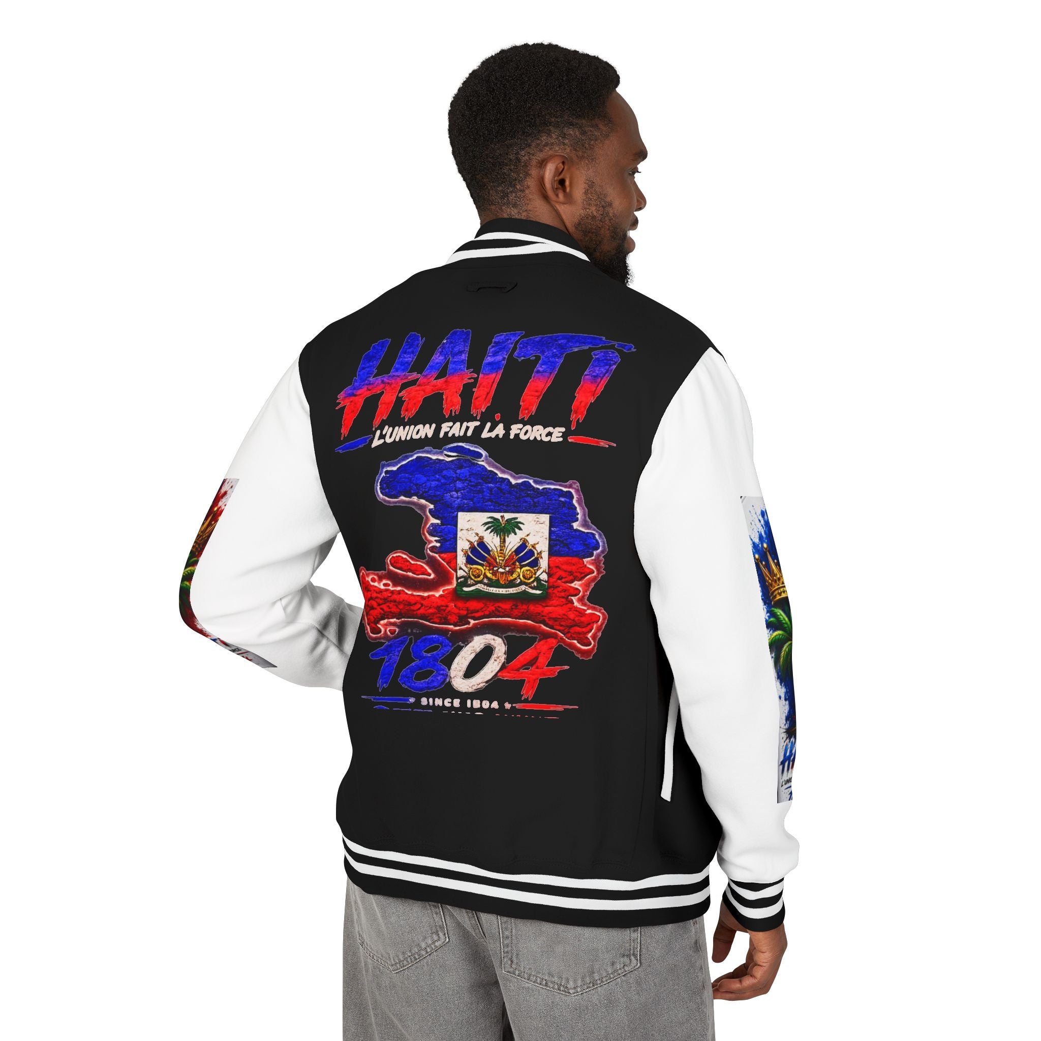 Letterman Jacket — Haiti Map & Flag 1804 Vintage Varsity Jacket