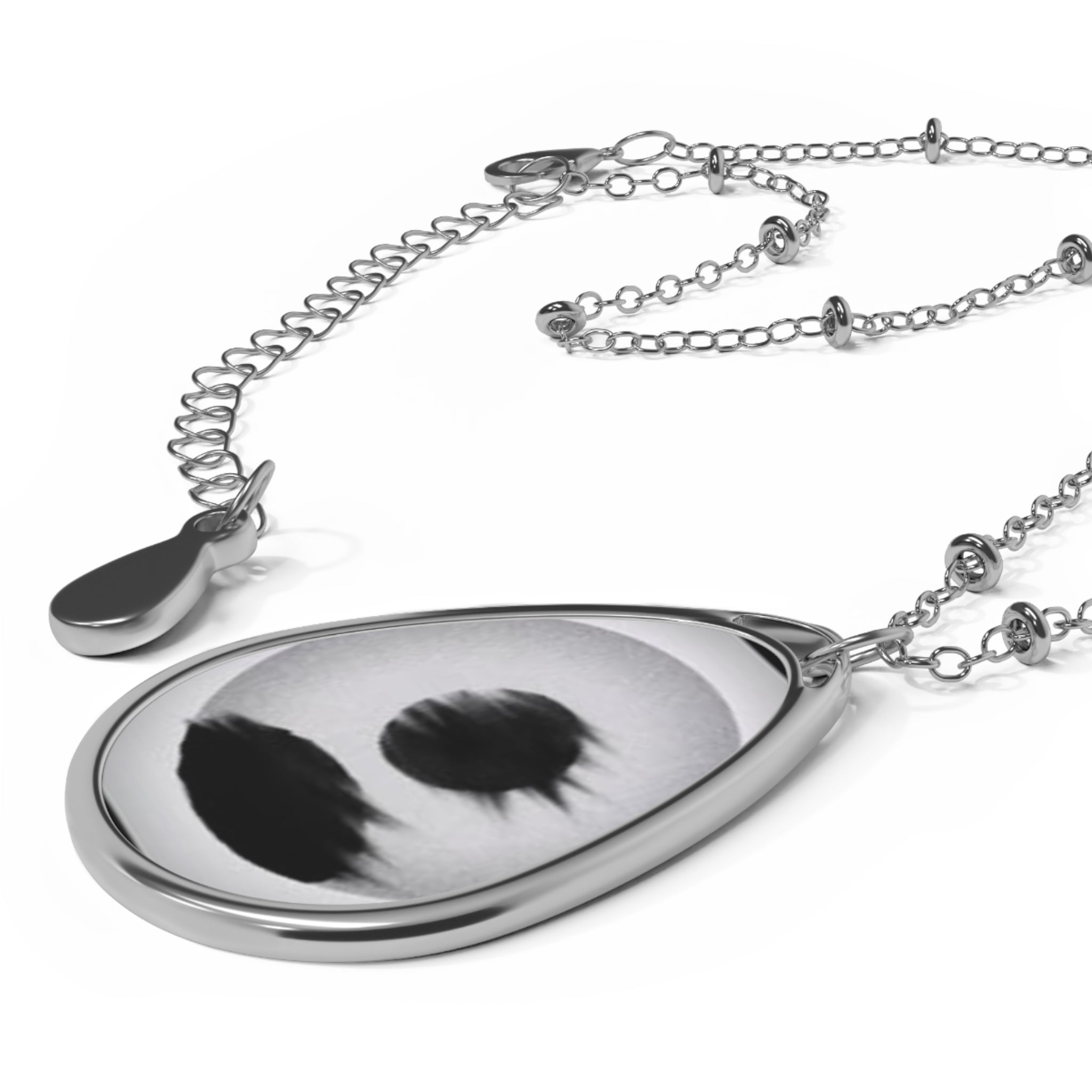 Sterling Silver Oval Photo Pendant Necklace – Personalized Tear-Drop Locket