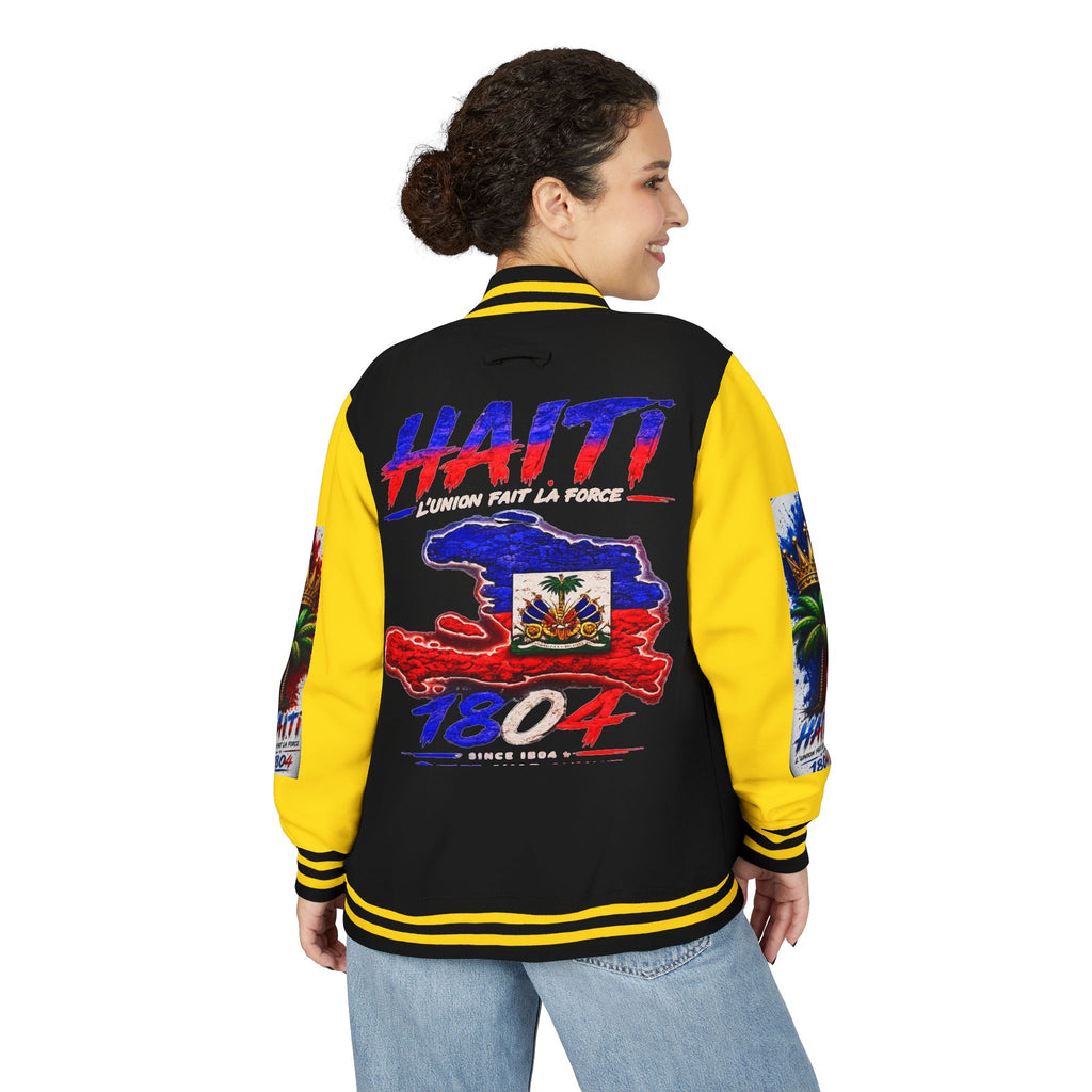 Letterman Jacket — Haiti Map & Flag 1804 Vintage Varsity Jacket