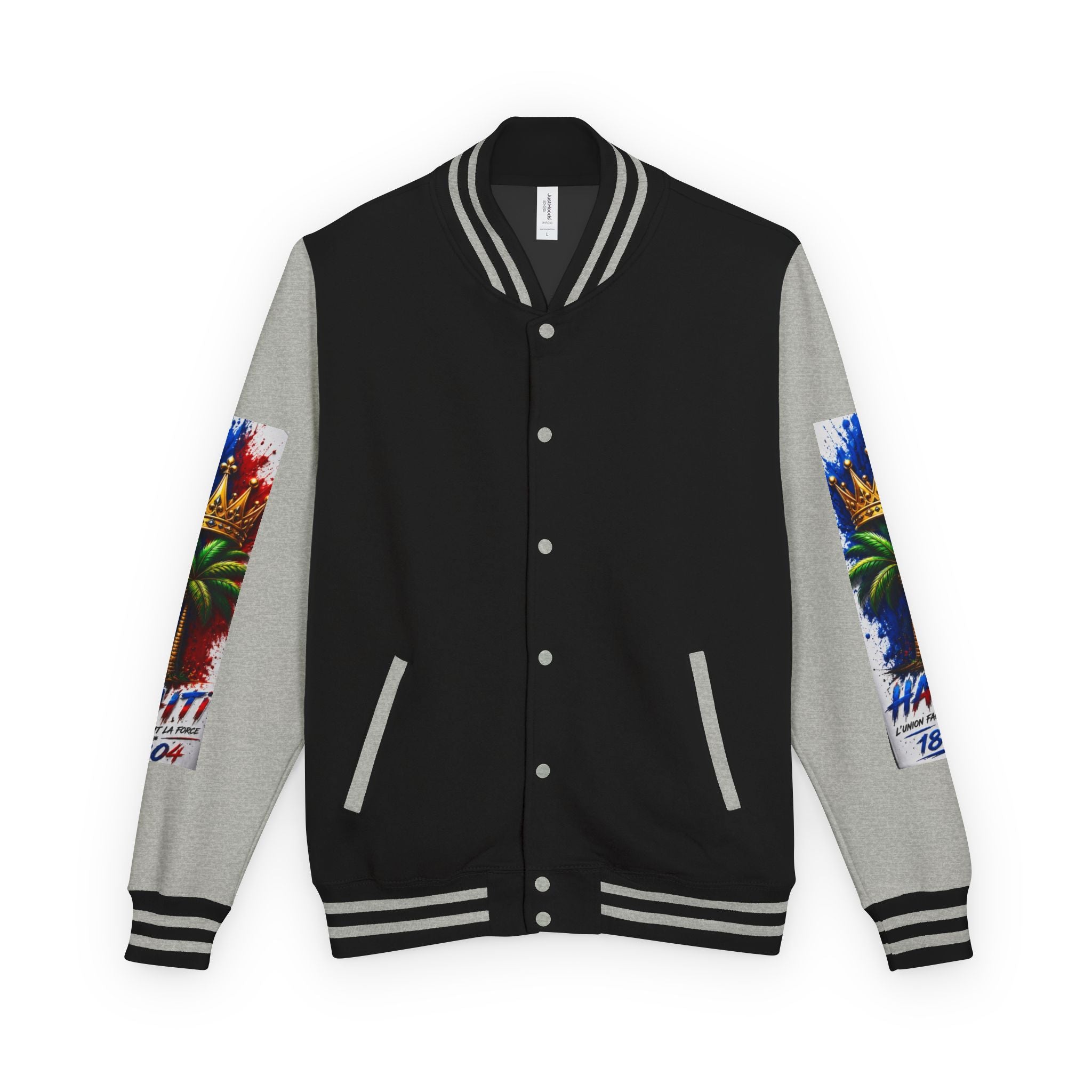 Letterman Jacket — Haiti Map & Flag 1804 Vintage Varsity Jacket