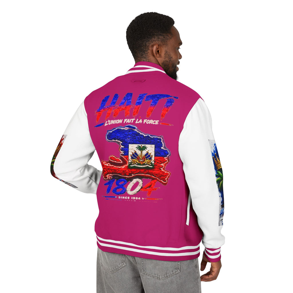 Letterman Jacket — Haiti Map & Flag 1804 Vintage Varsity Jacket