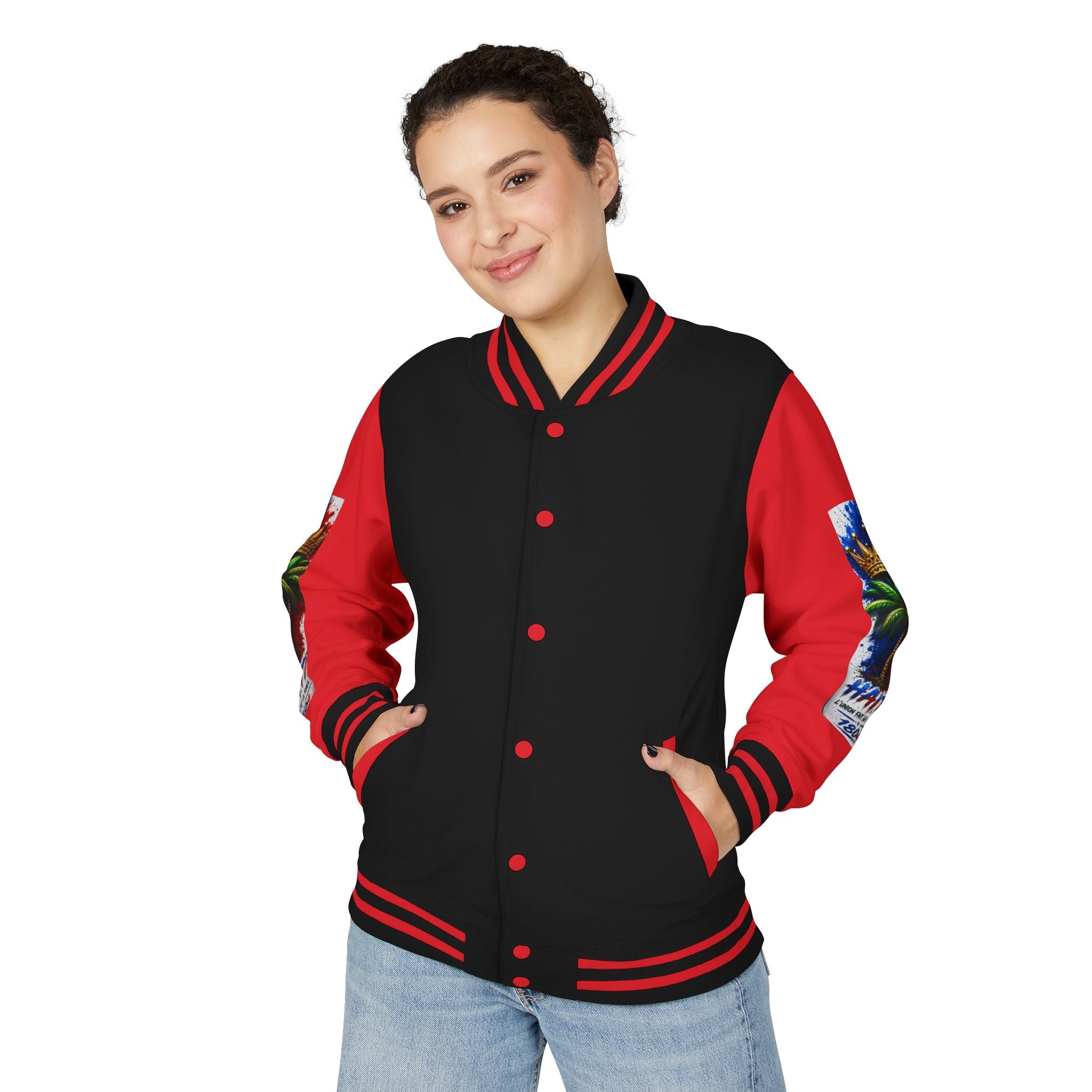 Letterman Jacket — Haiti Map & Flag 1804 Vintage Varsity Jacket