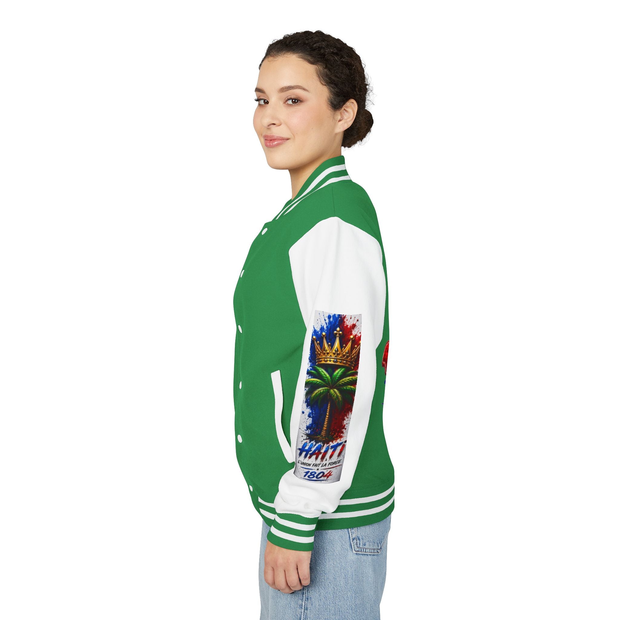 Letterman Jacket — Haiti Map & Flag 1804 Vintage Varsity Jacket