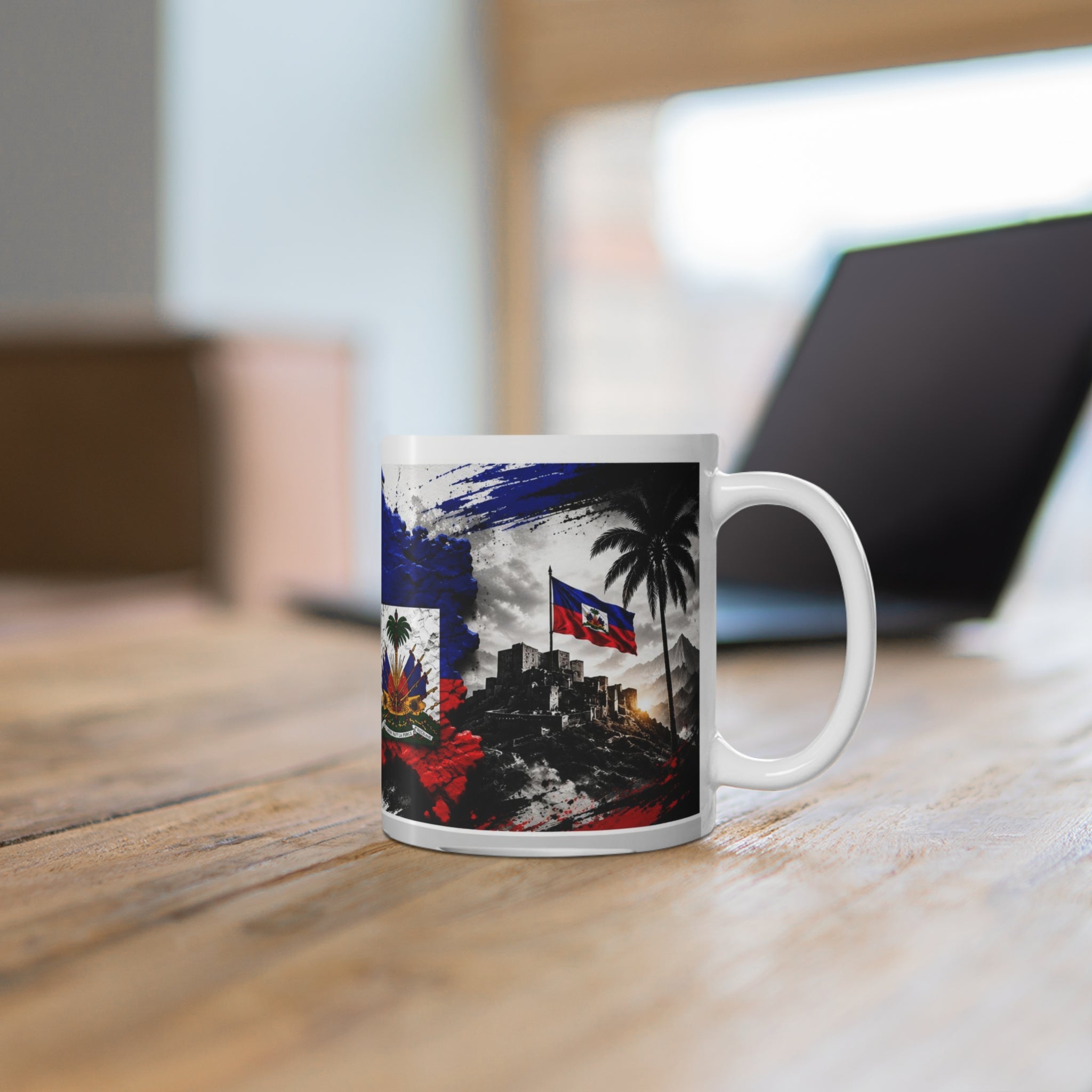 Haiti Flag Coffee Mug – "L'union Fait La Force" Patriotic 11oz Ceramic Mug